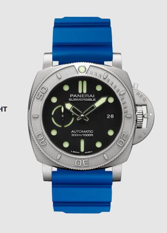 Panerai Submersible Mike Horn Edition 47mm Replica Watch PAM00984 CAOUTCHOUC LIGHT BLUE